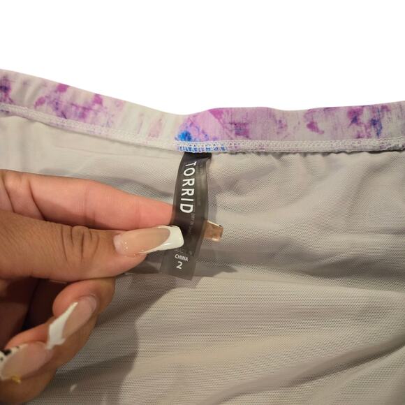Torrid Purple Tie Dye Flounce Lattice 2 Piece Swimsuit Size: 2 - Picture 4 of 6